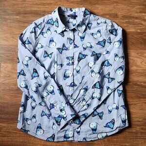 Tommy Hilfiger Butterfly Button Up Womens Large Cottagecore Preppy Whimsy Spring